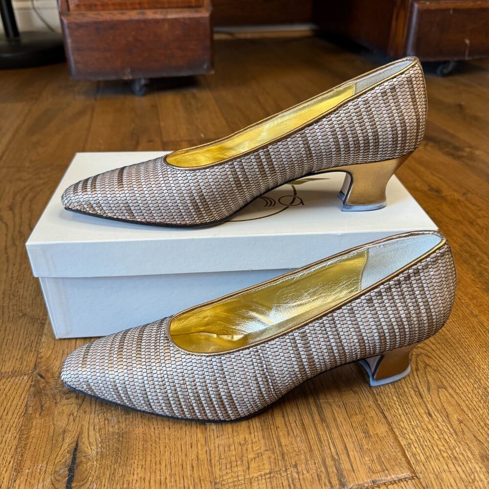 Vintage Paloma Pumps 9.5 AA Metallic Pewter Copper Made in Italy New in Box - Picture 2 of 5